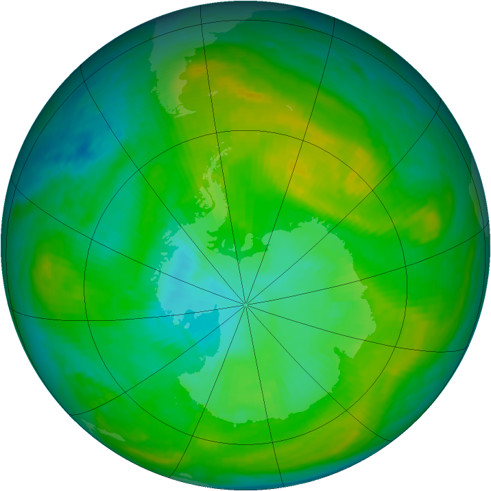 Antarctic ozone map for 23 January 1980